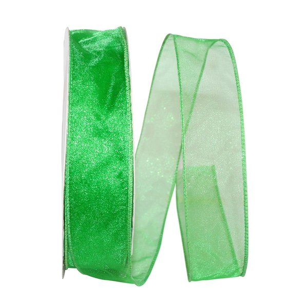 Reliant Ribbon Sheer Lovely Value Wired Edge Ribbon Emerald 1.5 in. x 50 yards 99908W-510-09K